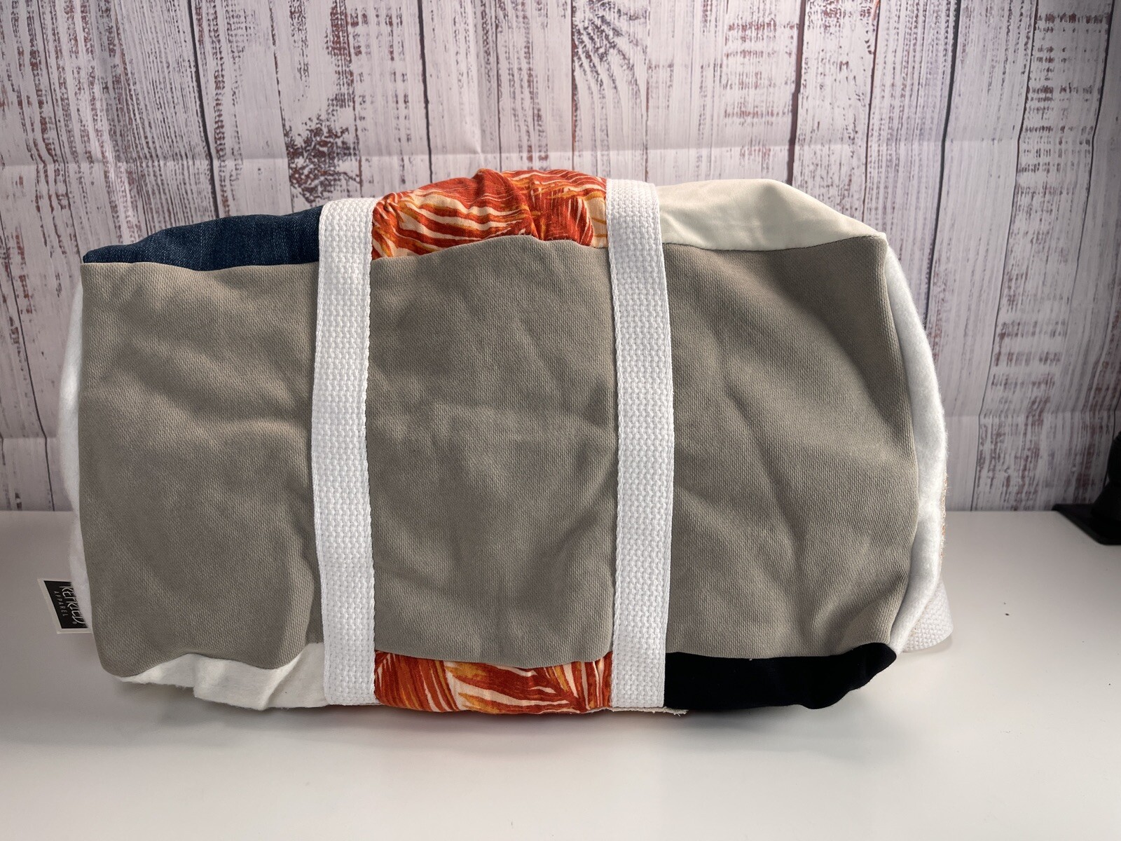 Refried Apparel New Small Duffel Bag 16 x 8 x 8 boho, patchwork, recycled USA
