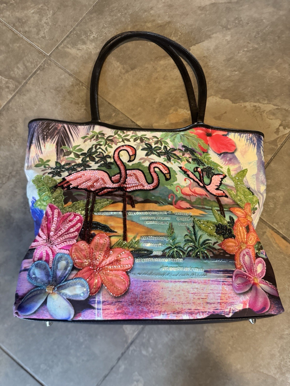 vintage beaded isabella fiore tote