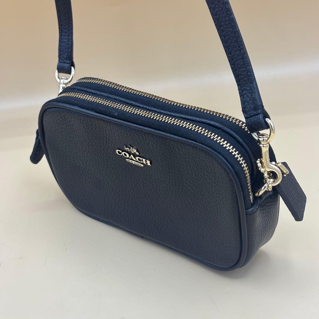 COACH leather double zipper shoulder bag