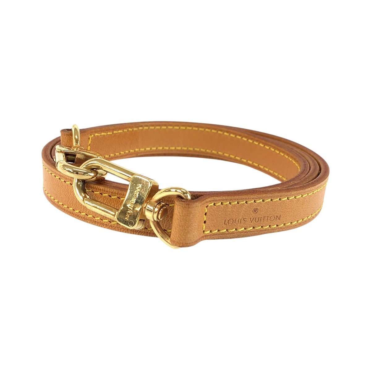 LOUIS VUITTON Nume leather Shoulder strap Beige Brown Gold Hardware leather LV