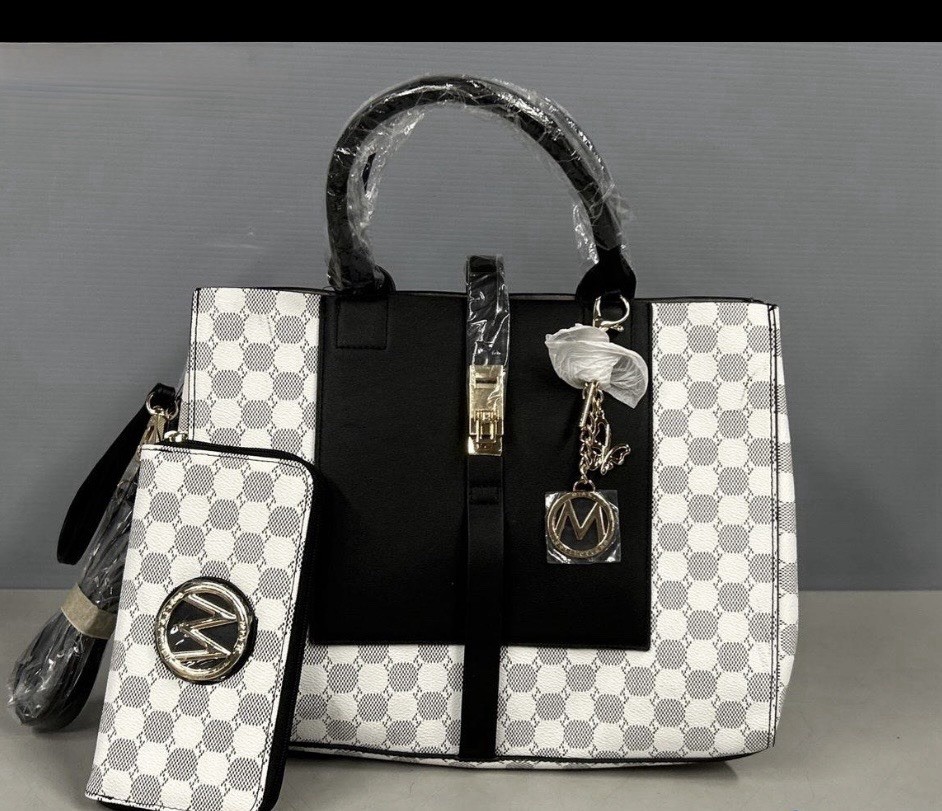 MKF Collection Circular Checkered Print Satchel Bag with Wallet by Mia K