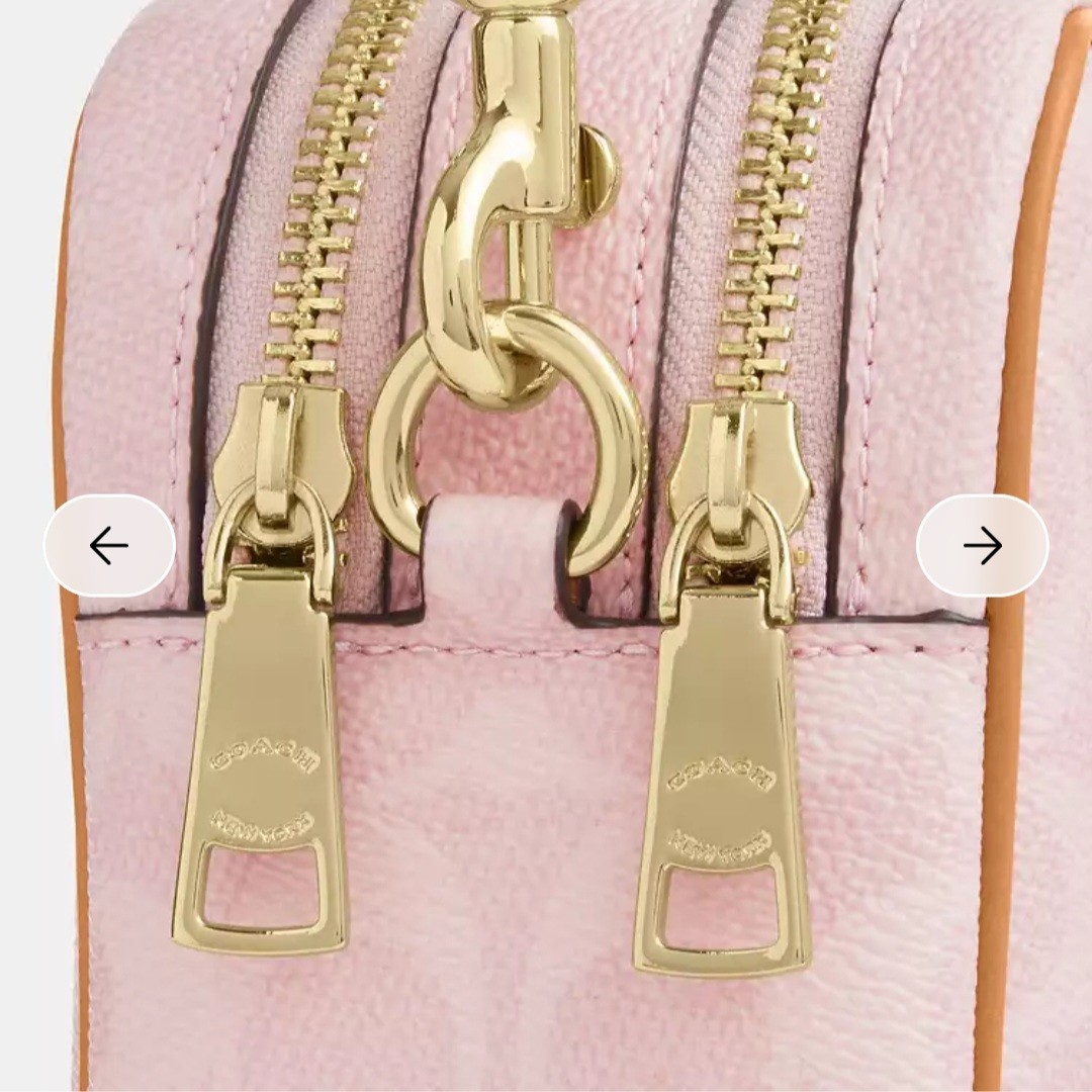 NWT Coach Mini Carey Crossbody Bag Signature Canvas Charms Powder Pink CEK74 NEW