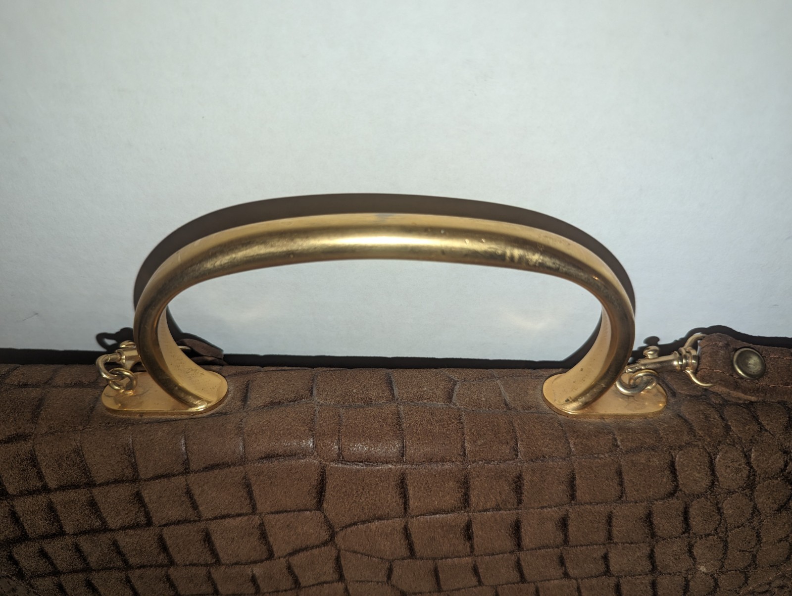 Vintage Leather Made In Greece Detachable Crossbody Hand Bag Brown 12.5″x10″x3″