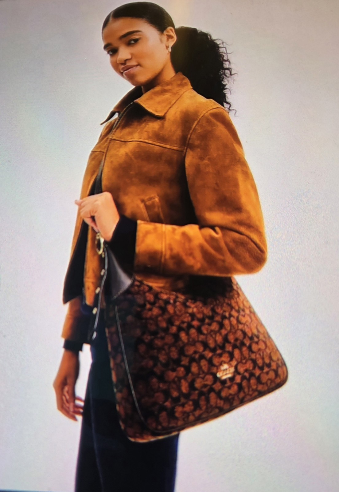 COACH Large Ella Shoulder Bag In Signature Chenille Gold Hardware CCE49 Ella