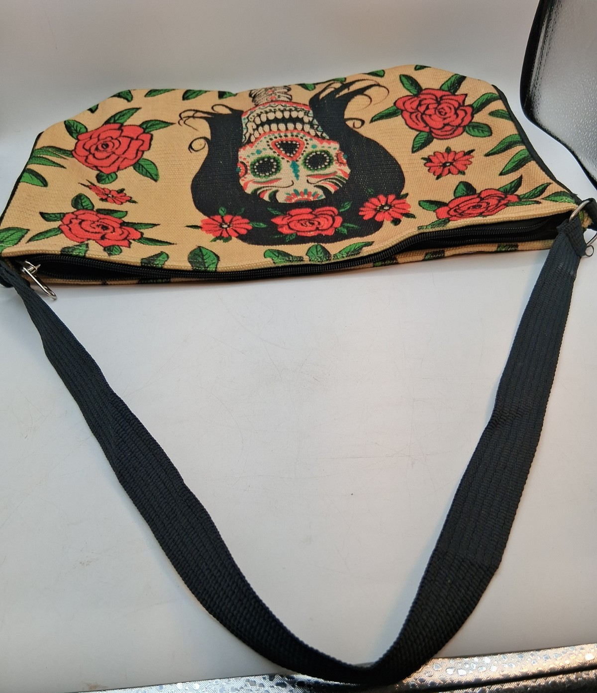 El Paso Saddleblanket Co Day Of The Dead Tote Bag Purse Colorful Woven Signed