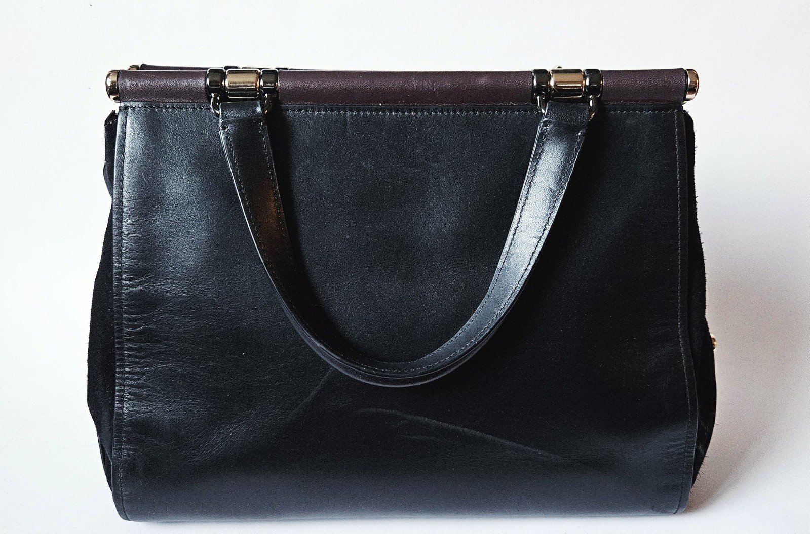 Coach Grace Selena Gomez Satchel Crossbody Bag Black Burgundy Leather 24109