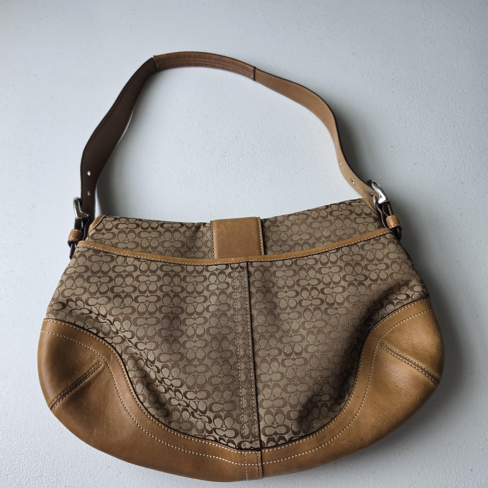 Vintage Coach Signature Soho Bag 6808 Medium Brown Canvas CC Leather Shoulder