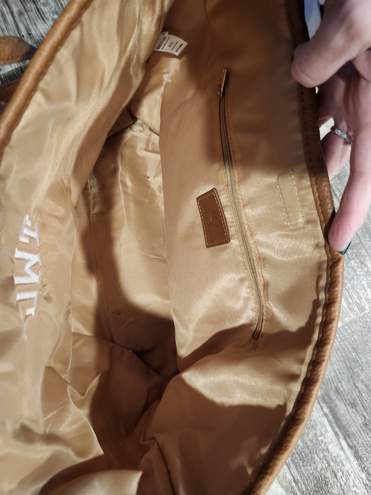 MARLEYLILLY Canvas Tote Bag with Monogram “TWL” – Brown Faux Leather Trim NEW
