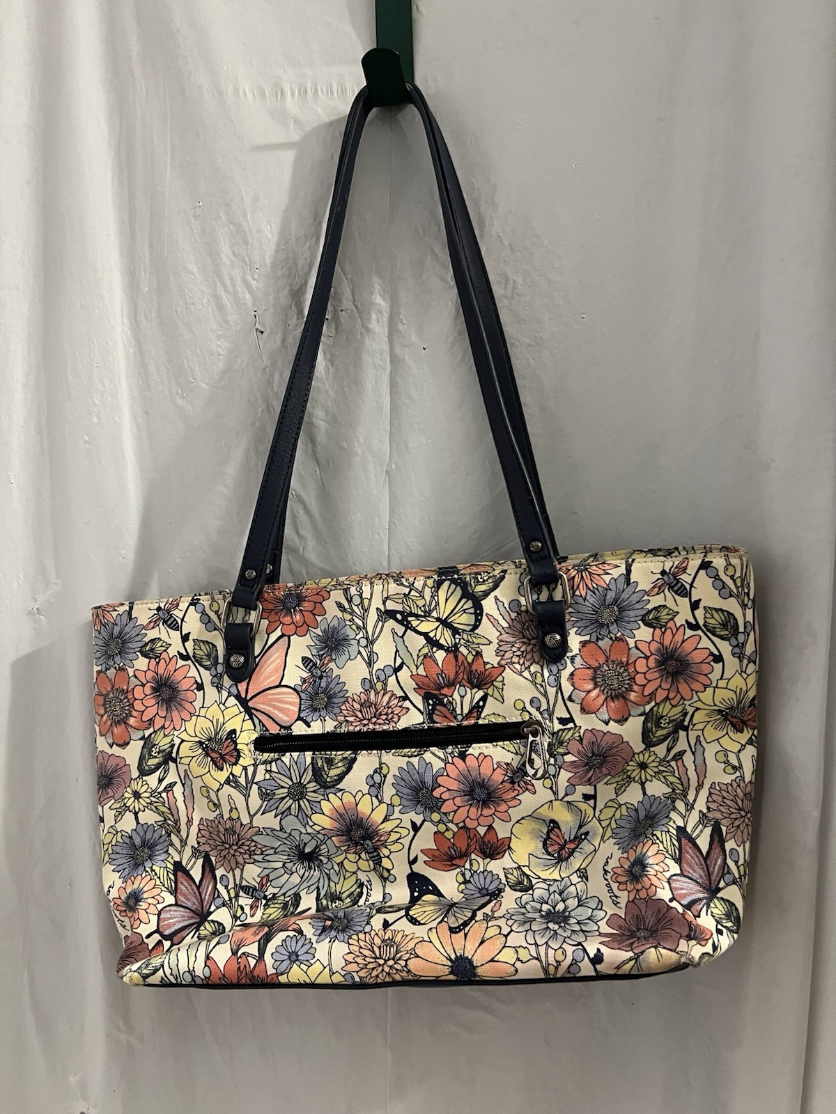 Sakroots Metro Tote In Multi Bloom Butterfly Print 15 X9x4 As Is