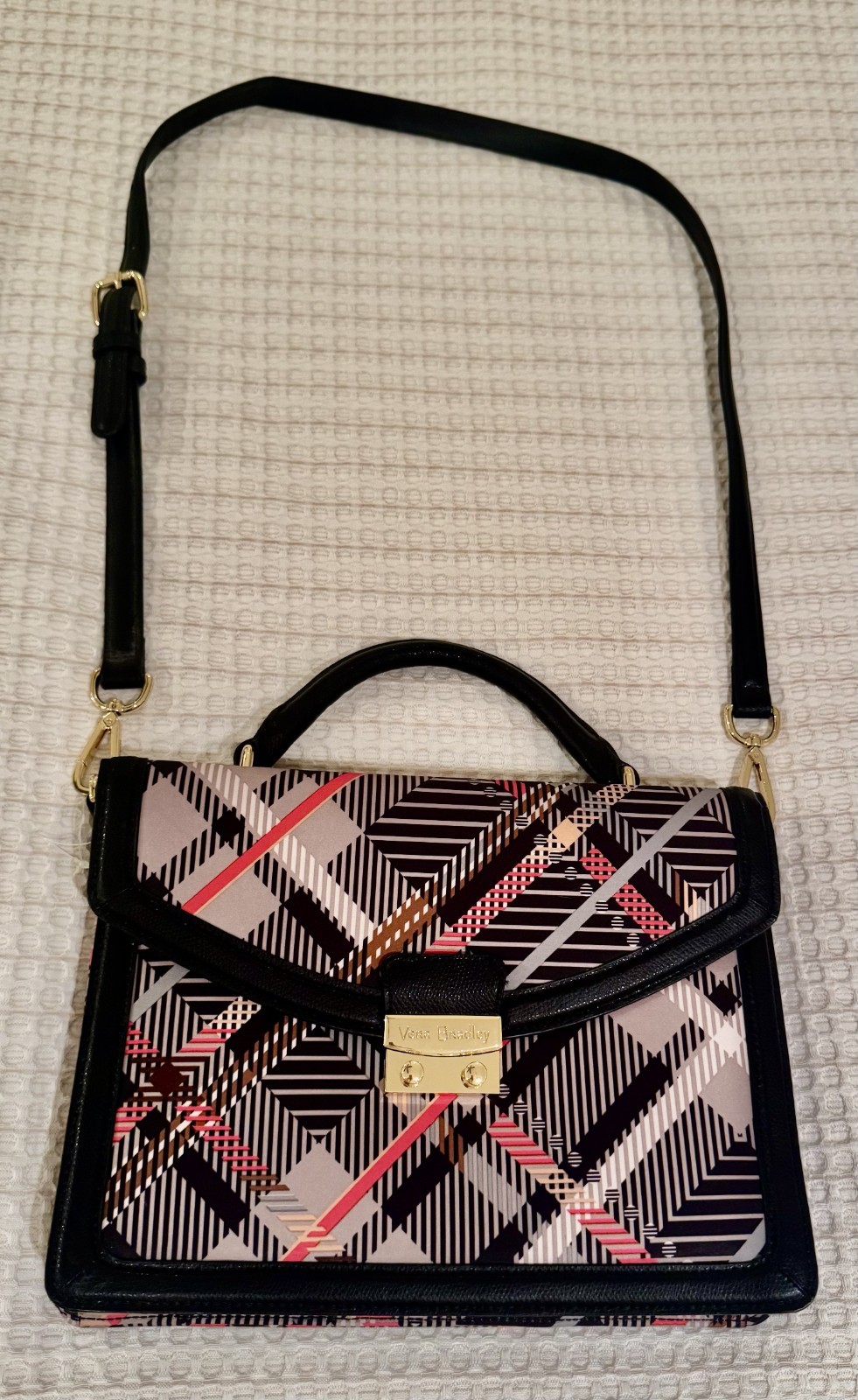 Vera Bradley Lydia Satchel *Sofia Plaid* — leather trim, NWOT