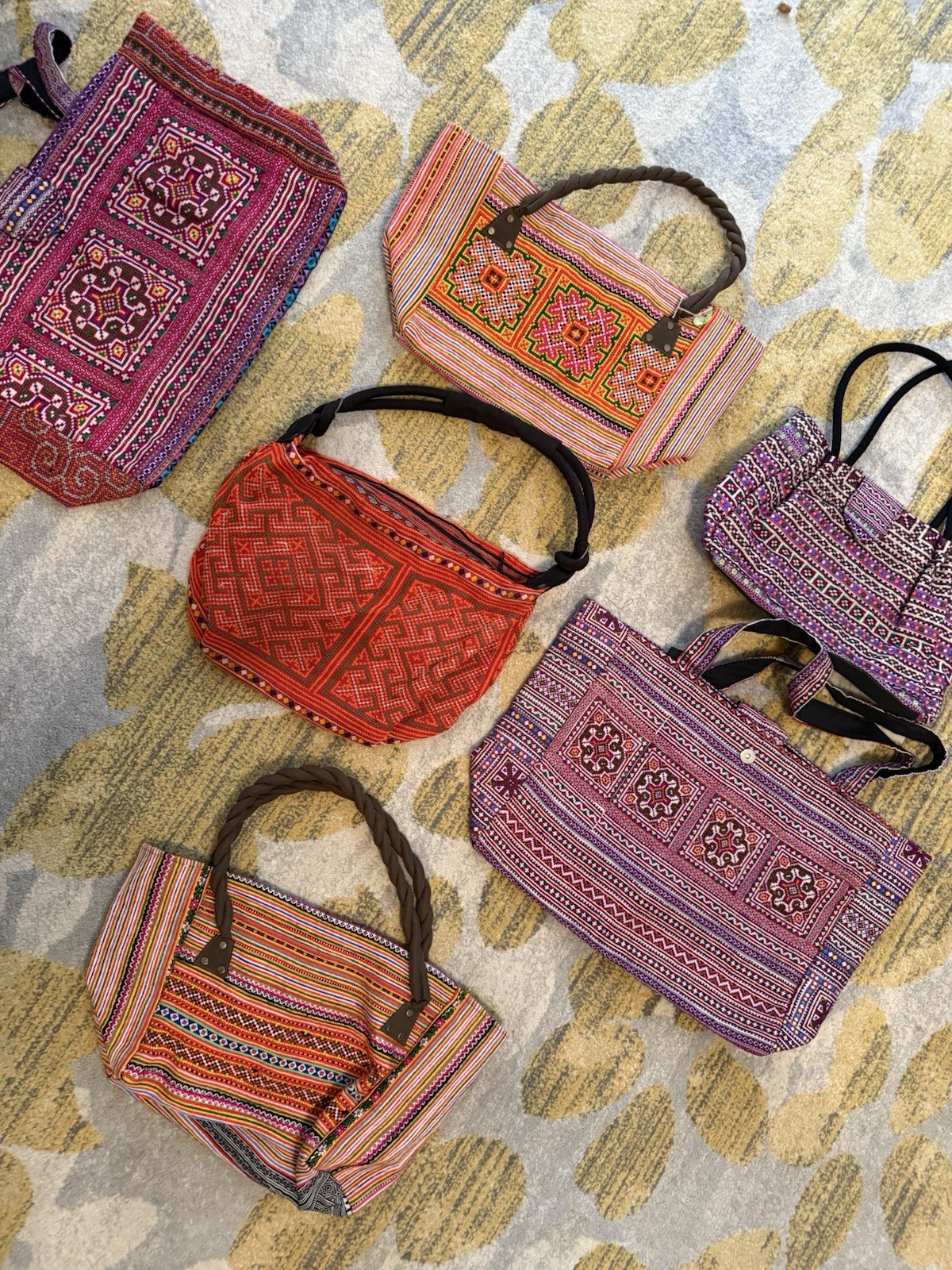 Hmong Vietnam Ethnic Hill Tribe Embroidery Small Bag Purse Tote