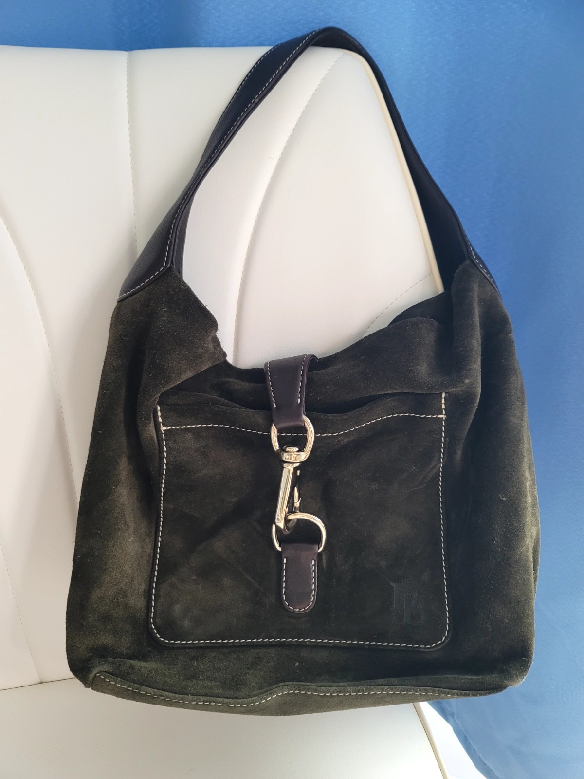 Dooney And Bourke Suede Hobo Vintage Lock Sac Dark Green(3834HCH)