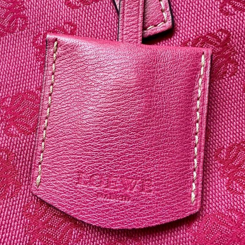 Loewe Pink Anagram Jacquard Canvas Tote Bag Logo Monogram Shoulder Bag