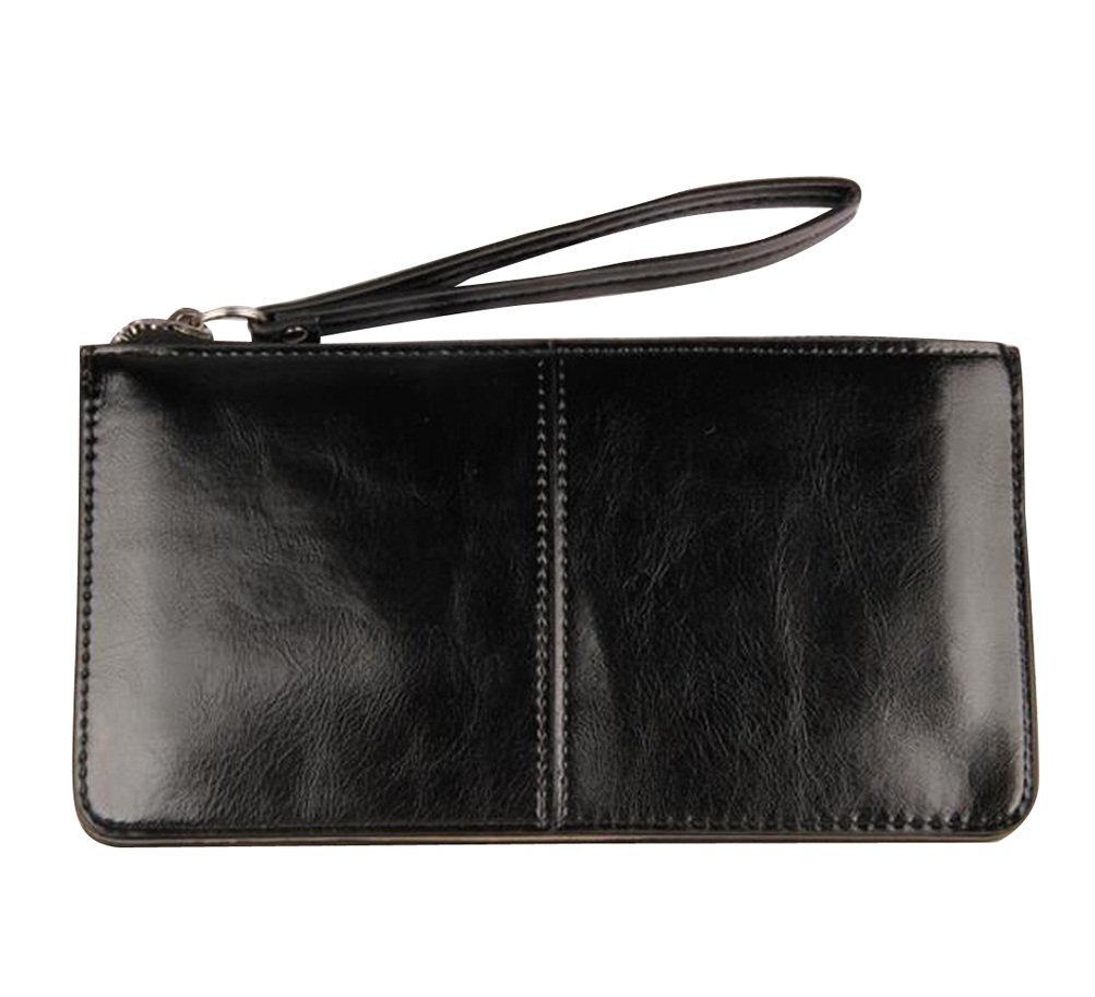 Women’s Solid Color PU Leather Wristlet Clutches Purse Credit ID Cards Holder