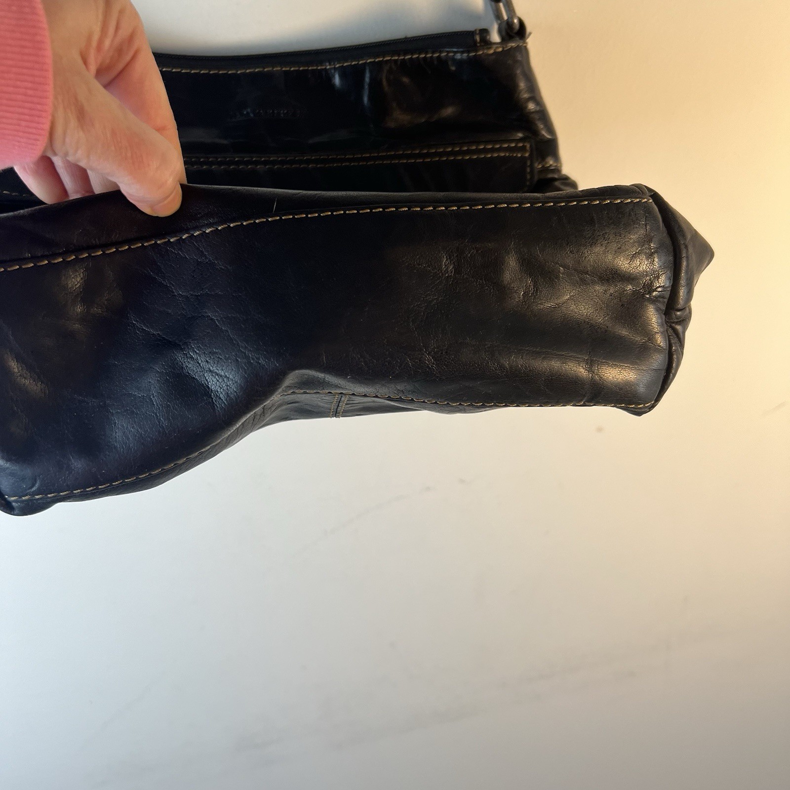 Jack Georges Black Leather Voyager Crossbody Messenger Bag Purse