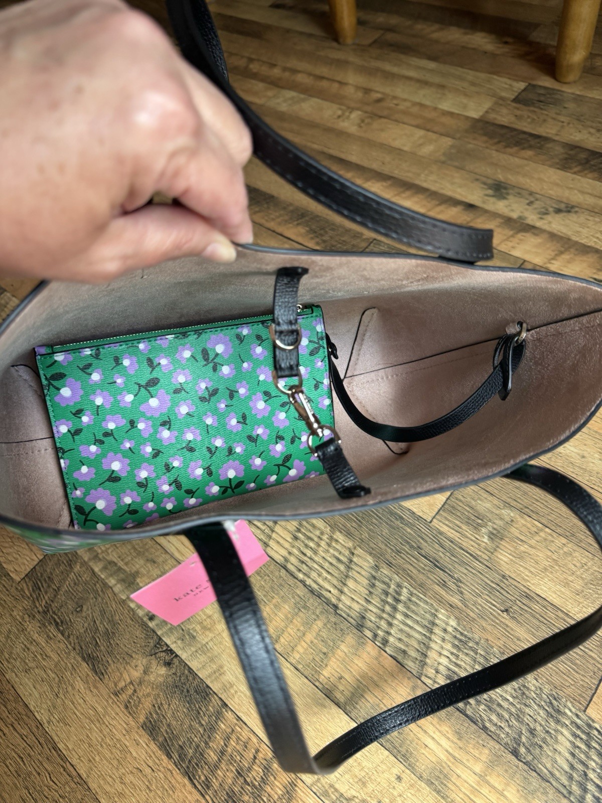 Kate Spade Molly Party Floral Small Tote Green With Zipper Pouch New With Tags