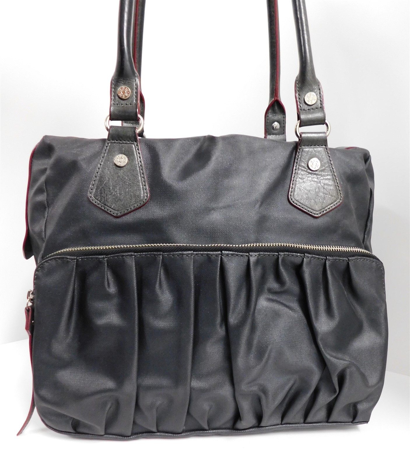 MZ Wallace Jane Bedford Pewter Nylon and Leather Tote Shoulder Bag