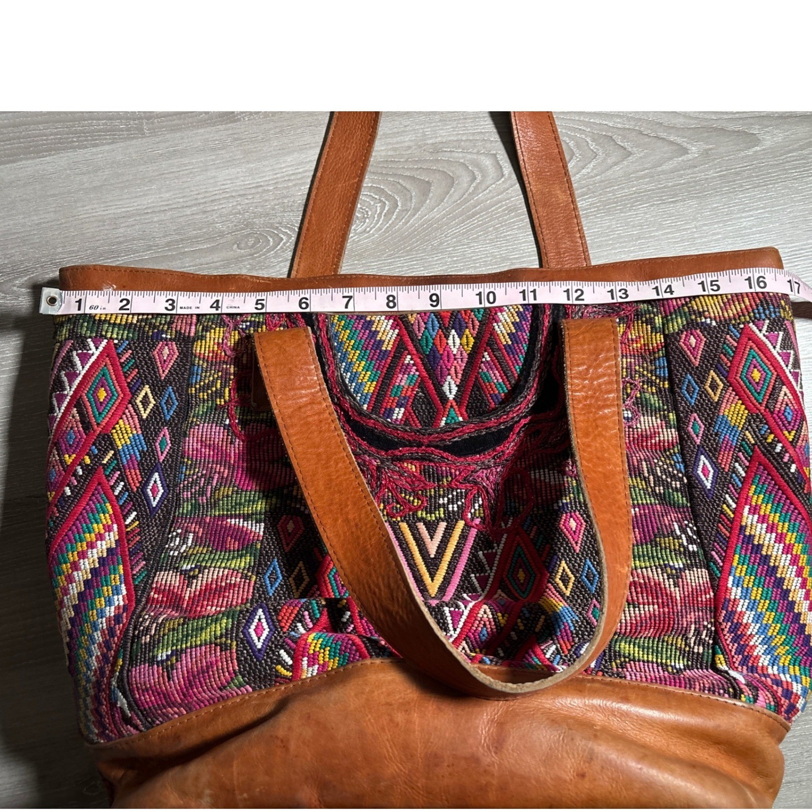 Nena & Co. Leather Bag Purse Beaded Woven Boho Shoulder Bag Festival Artsy West