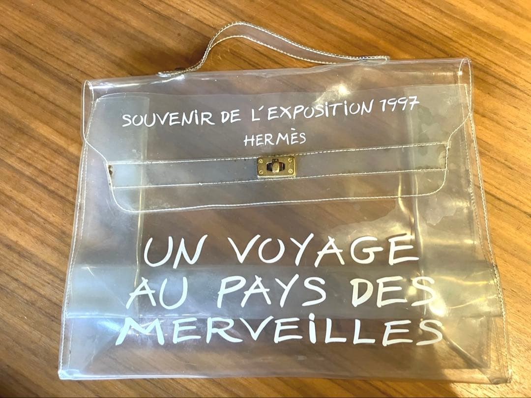 HERMES Kelly Vinyl Handbag Clear PVC 1997 Trade Show Women’s Vintage old France