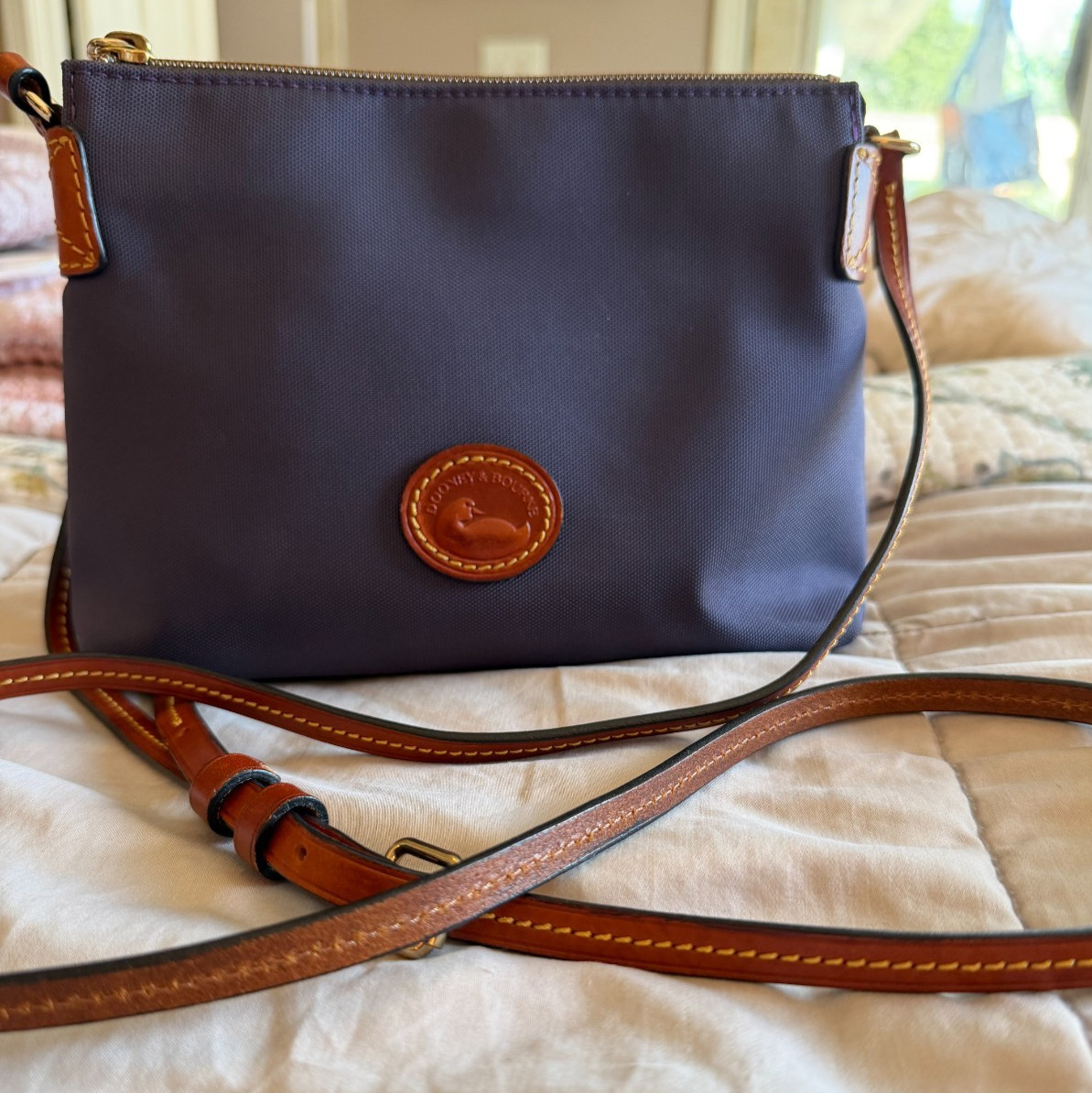 Dooney & Bourke Nylon With Leather Trim Small Purse Crossbody Pouchette Handbag