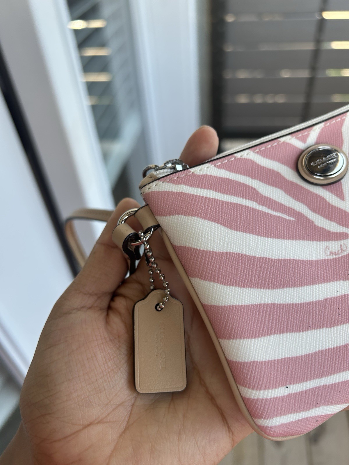Coach Y2K Zebra Pink Print Wristlet