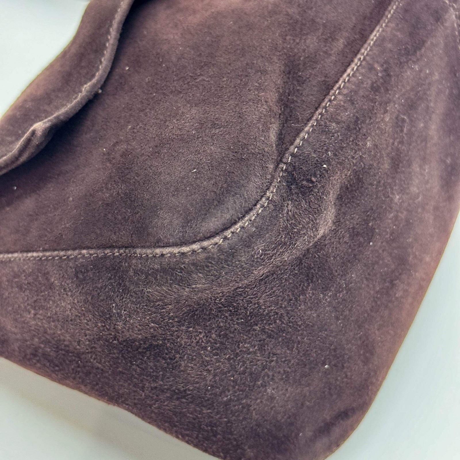 FENDI Mamma Baguette Brown Suede Shoulder Bag