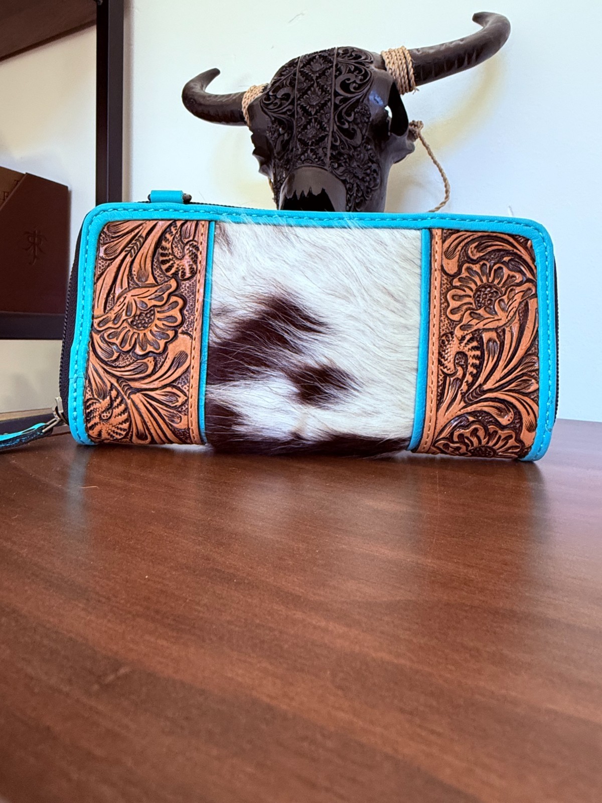 Western Hair-on-Hide Leather Wallet & Crossbody Bag