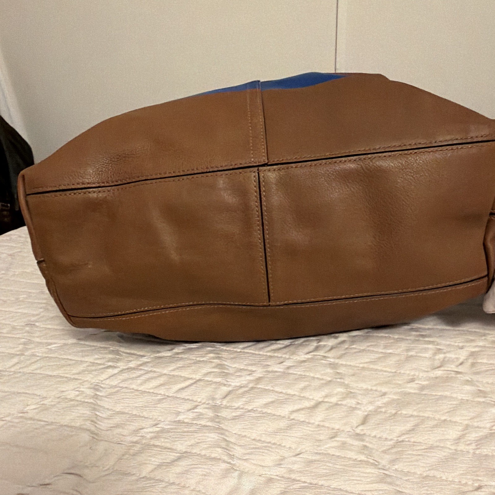 Coach Brown/Blue/White Colorblock Reversible Tote Detachable Strap Pockets