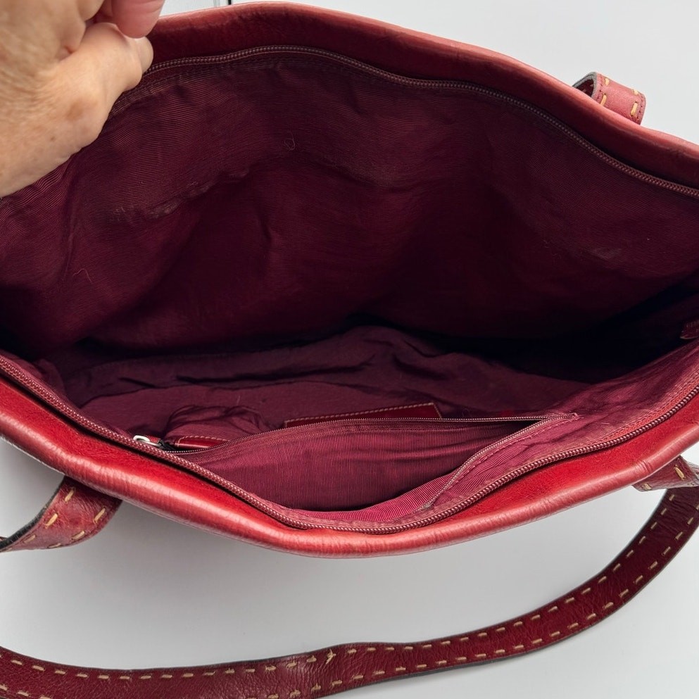 VTG ’90s El Portal Dark Red Leather Shoulder Bag Tote AS IS-READ NOTE