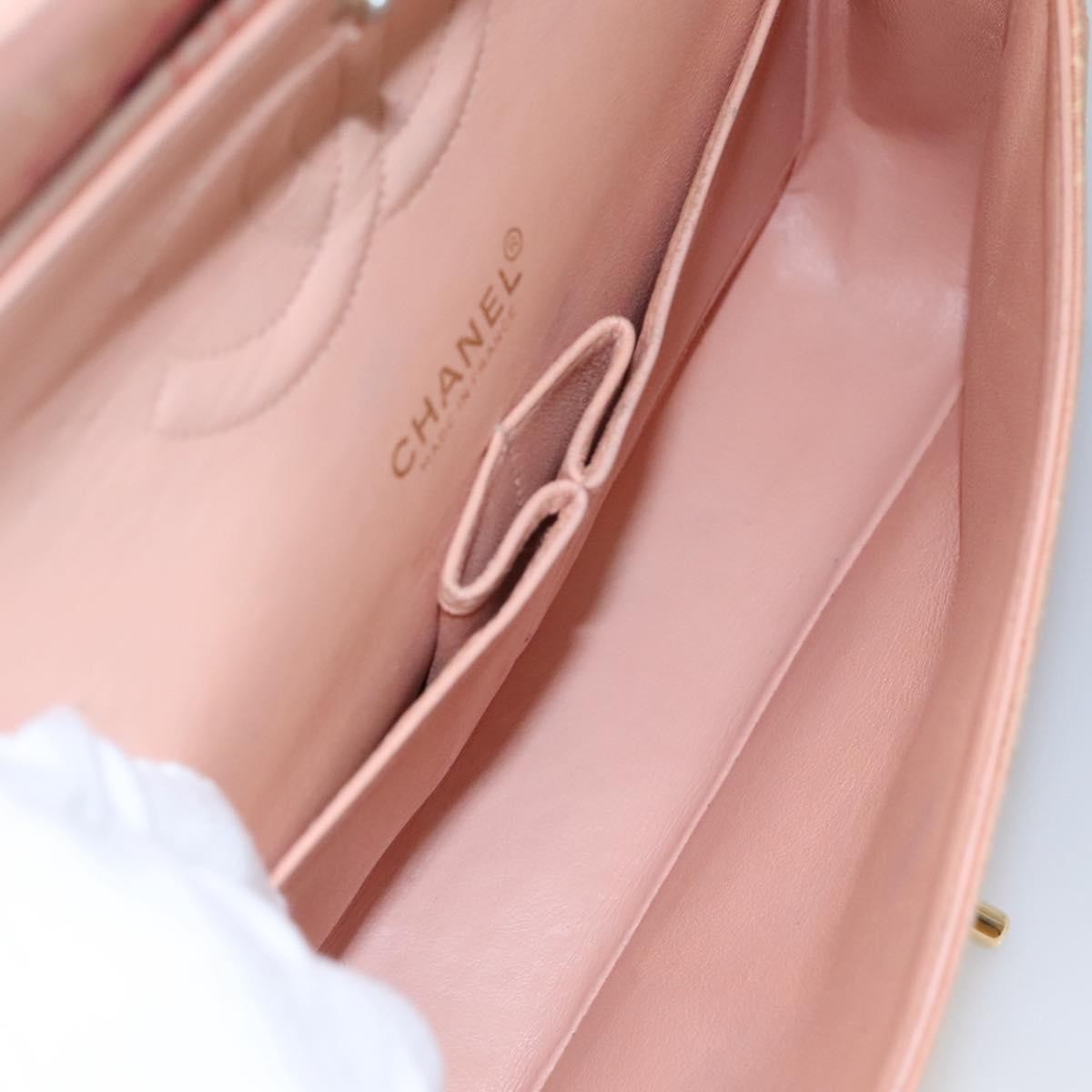 CHANEL Matelasse 25 COCO Icon Chain Shoulder Bag Canvas Pink CC Auth 115714