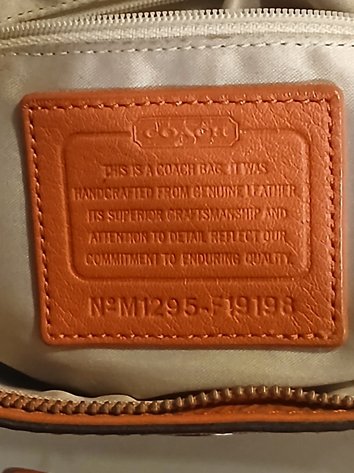 COACH Signature Liquid Gloss Patent Leather Tote Bag Burnt Orange F19198 EUC