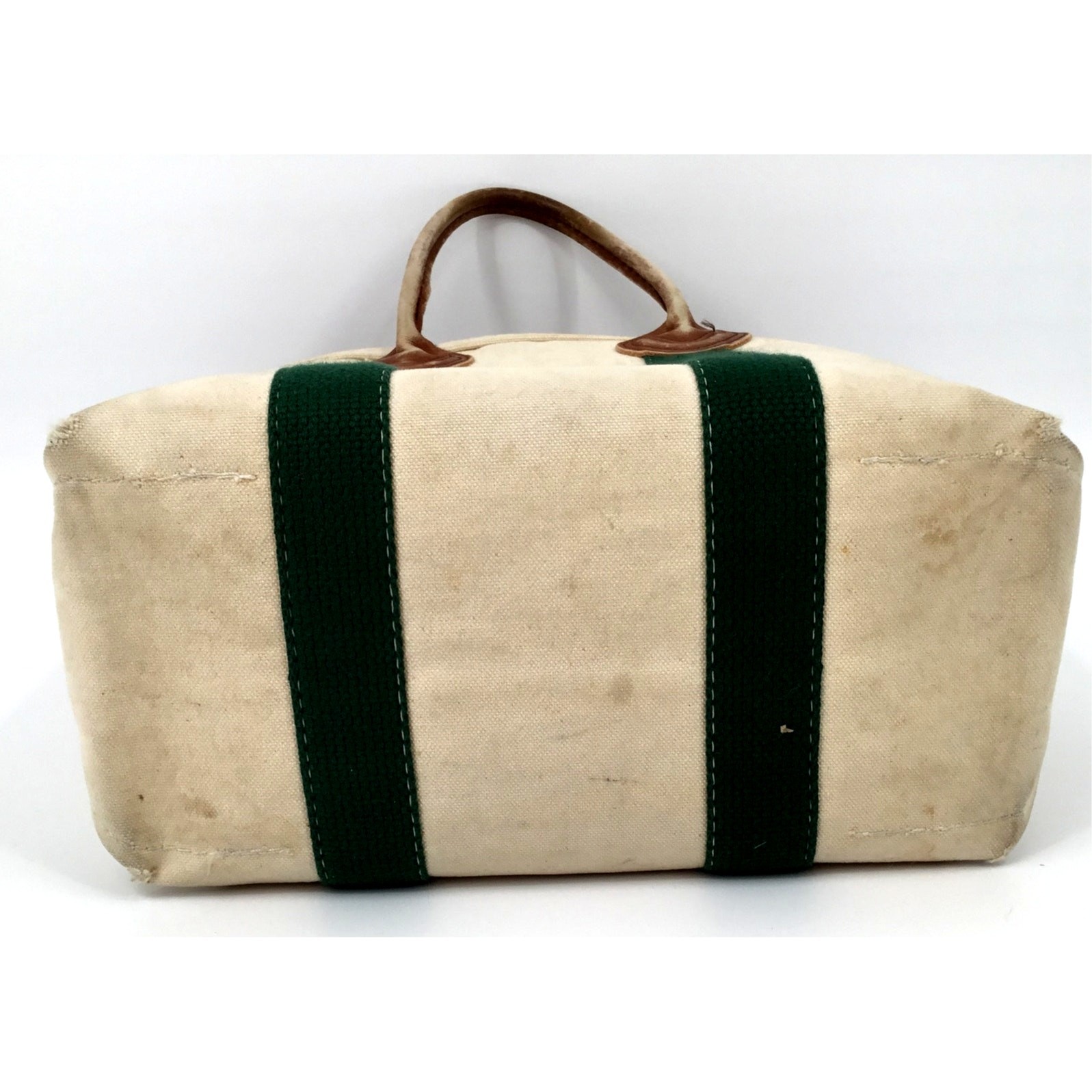 Vintage L.L.Bean Boat Tote Medium Leather Handles Made USA Freeport Maine 1970s
