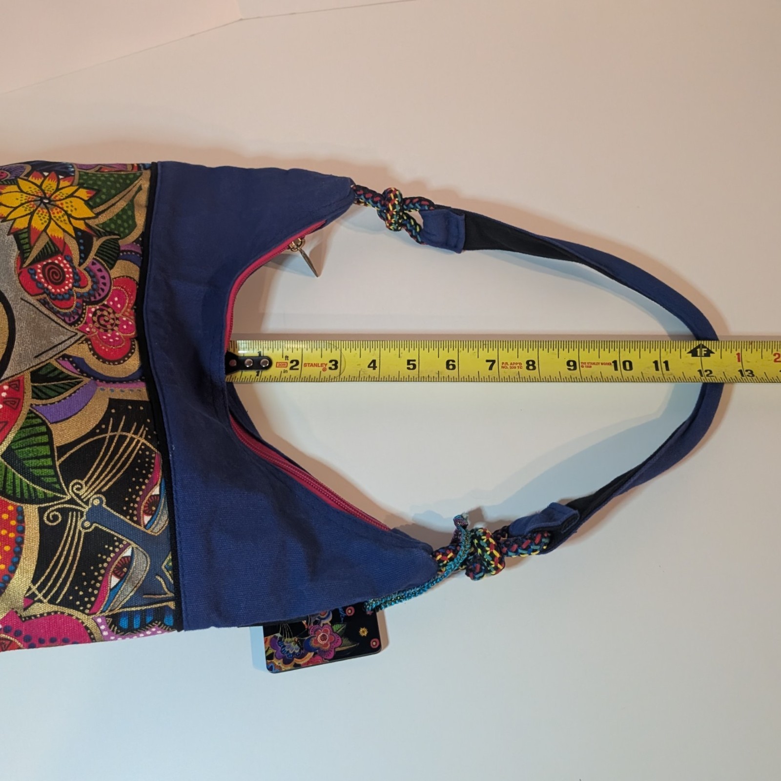 Laurel Burch Felines & Floral Cat Shoulder Bag Purse w Charm, Canvas Market Tote