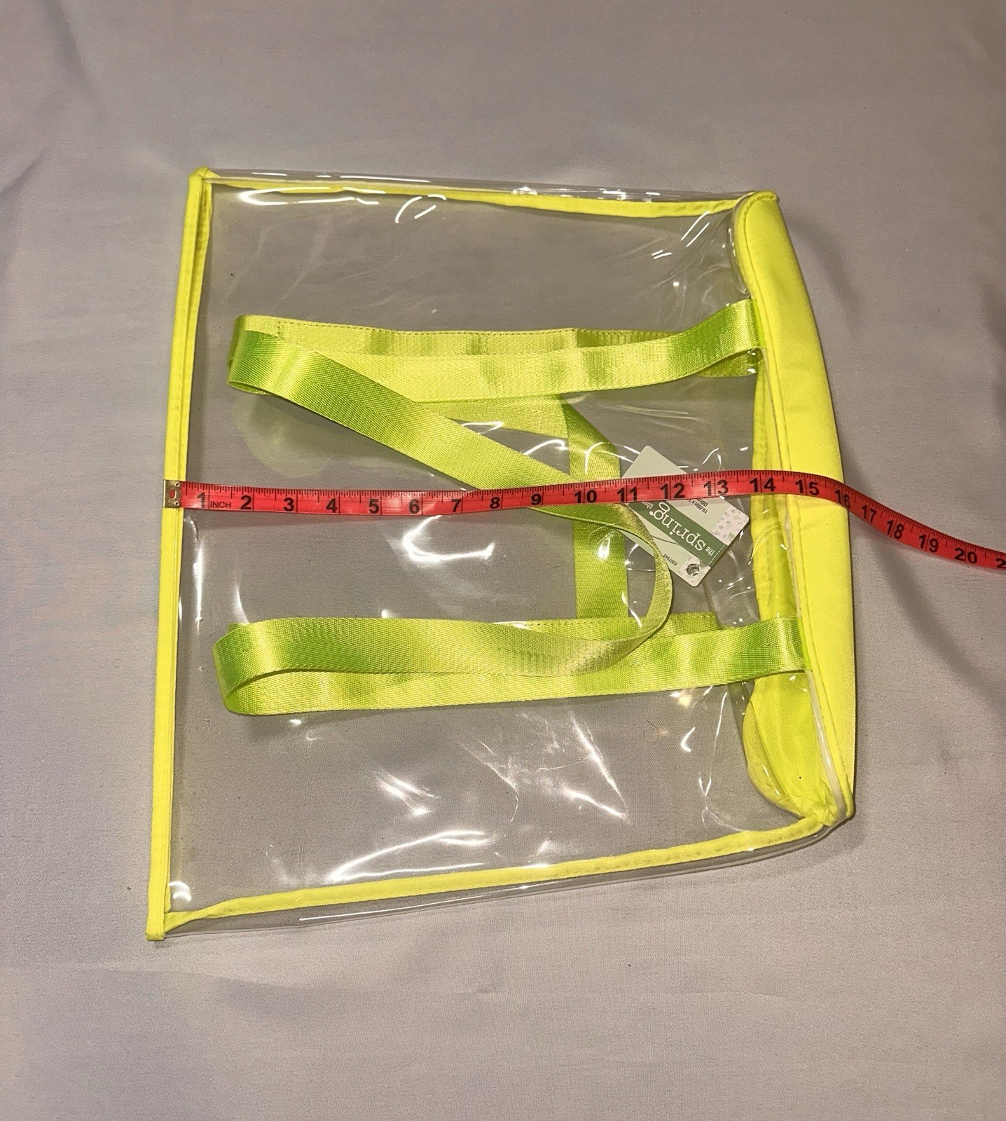 Clear Transparent Tote Bag with Neon Yellow Trim