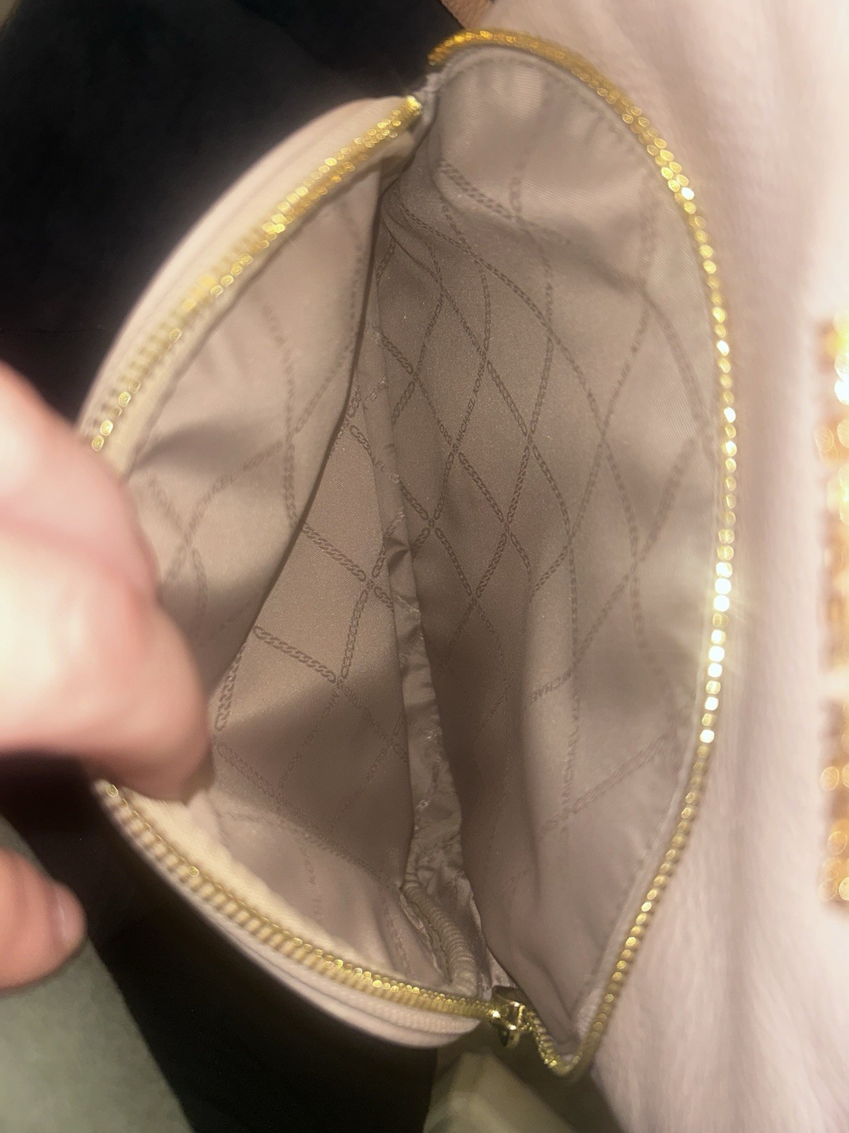 Michael Kors Pink Pebbled Small Backpack Gold Hardware Zip Pockets Strap