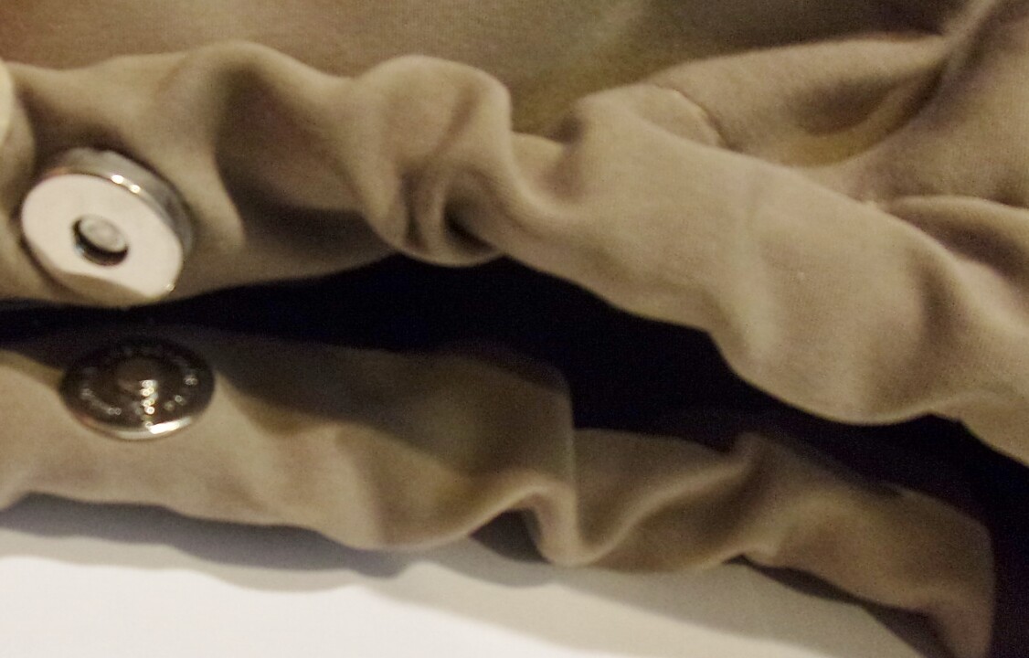 Vtg David Dart Khaki Tan Heavy Nylon Canvas, Lucite Accents Drawstring Sh. Bag