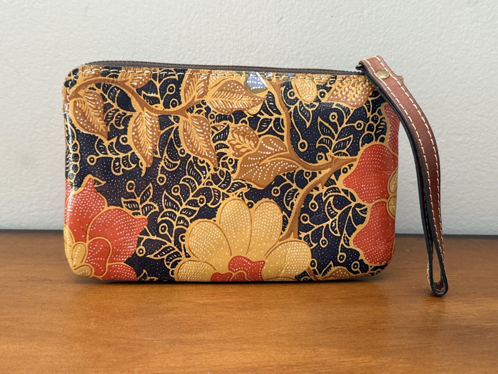 Patricia Nash Exotic Island 100% Italian Leather Cassini Zip Clutch Bag Wristlet