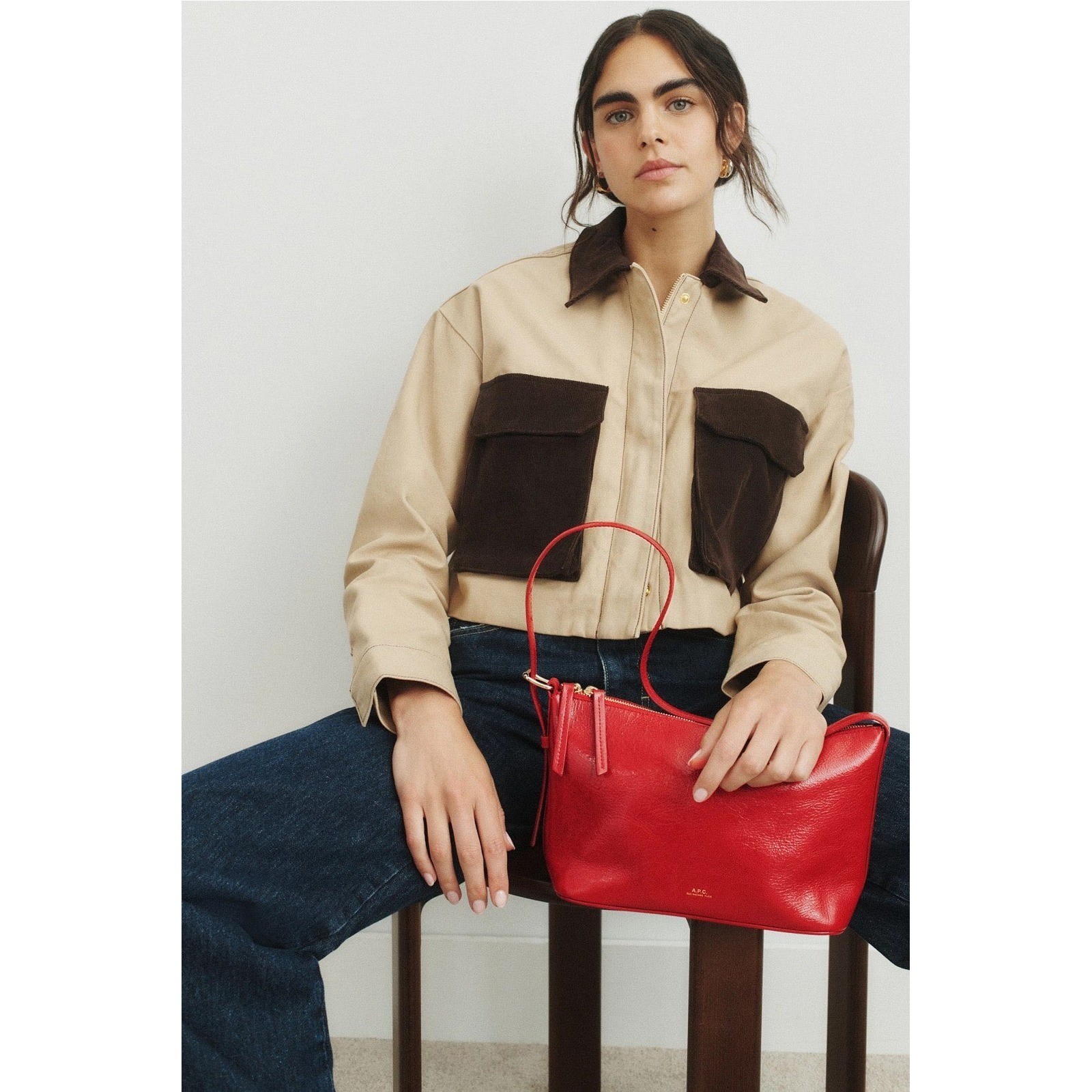 A.P.C. Red Worn Vera Shoulder Bag