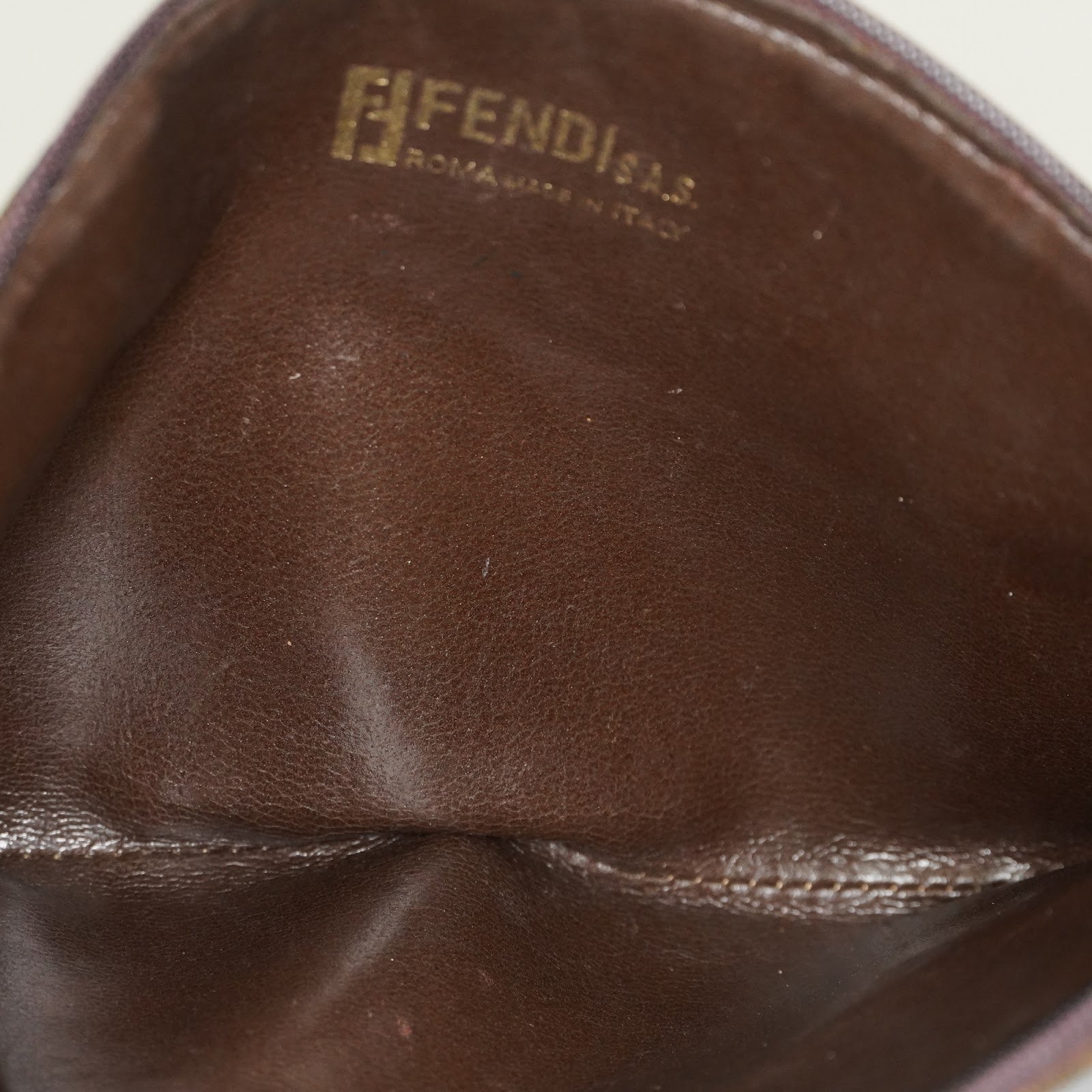 Fendi Zucca Pouch Set of 2 17cm Brown Canvas Leather Vintage Used 08E132310012