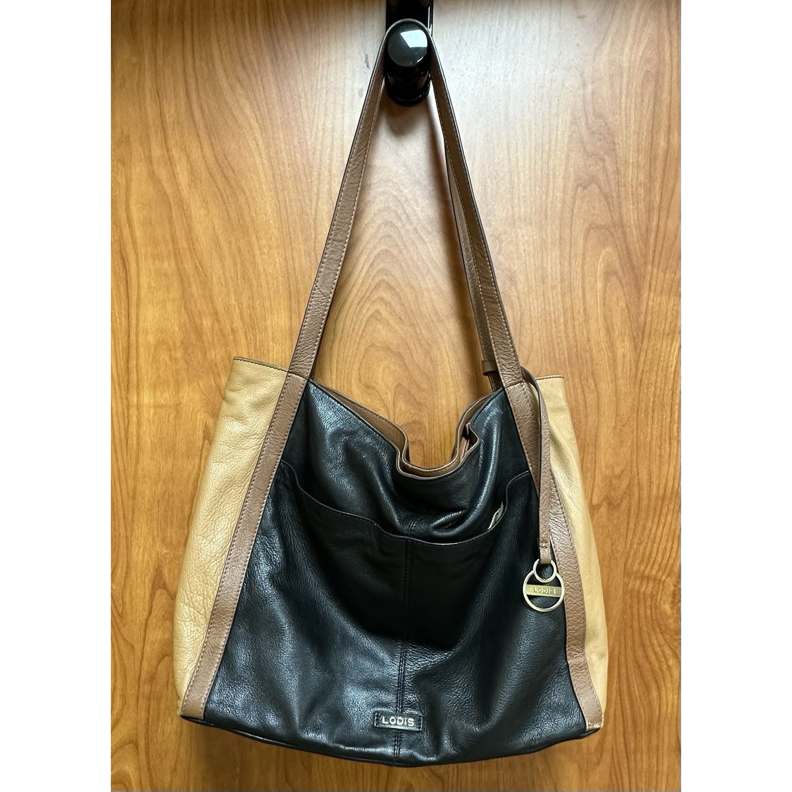 LODIS Texas Leather Erica Tote Purse Tri Color Detailed Boho Western 17×11 in