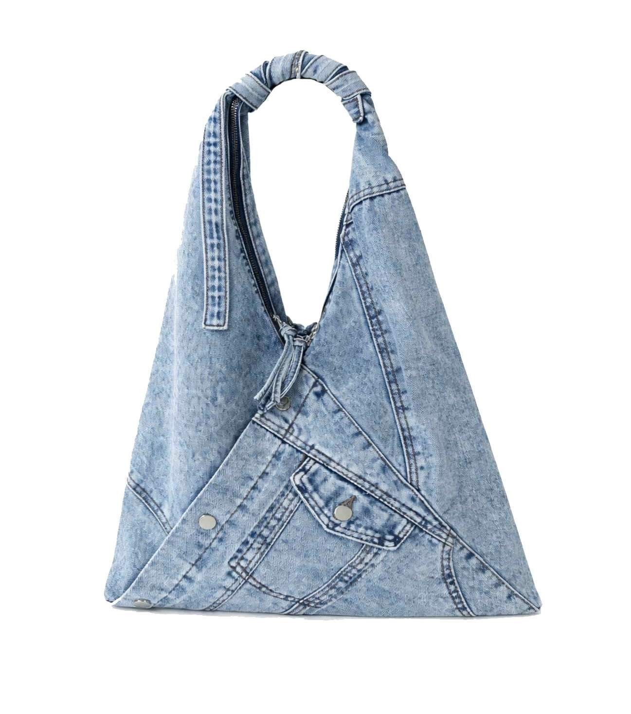 ITALIAN TRENDY WASHED JEANS HOBO BAG DENIM BAG PURSE MADE IN ITALY