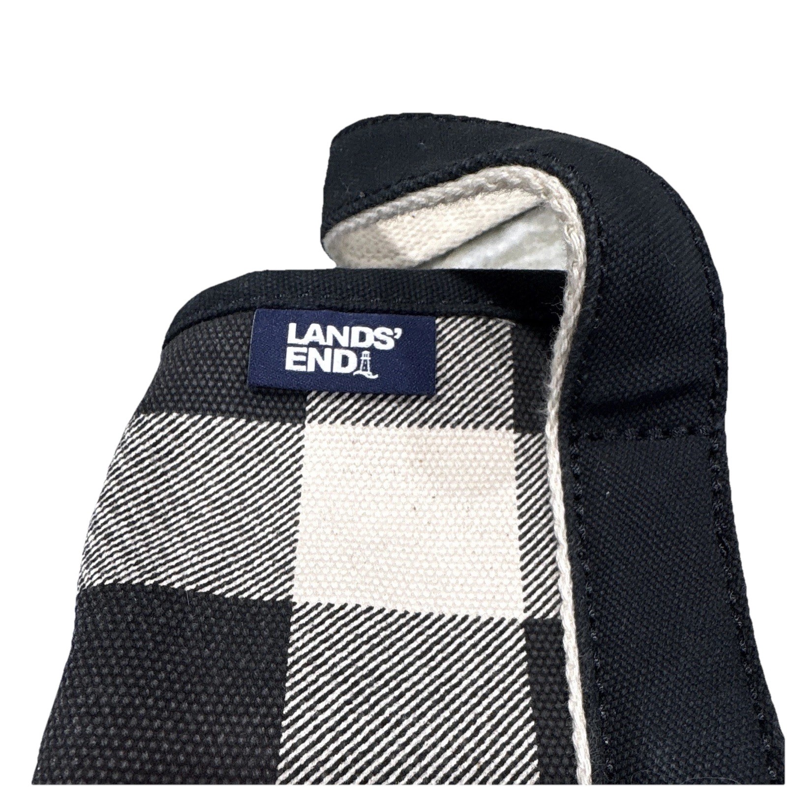 Lands’ End Buffalo Check Black & Cream Tote Bag