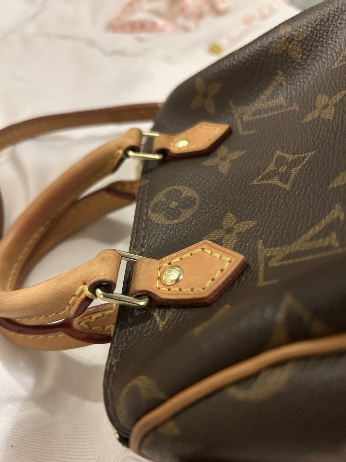 Louis Vuitton Nano Speedy Monogram Leather Shoulder Bag Crossbody Handbag