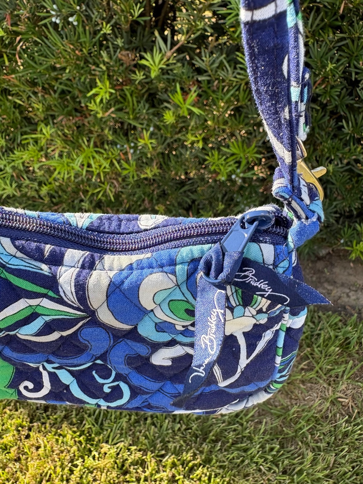 Vintage Preppy Boho Vera Bradley Mediterranean Blue Retired Print Shoulder Bag
