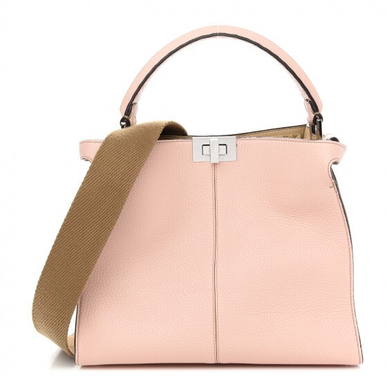 FENDI Pink Peekaboo Medium Calfskin Tote Bag Satchet