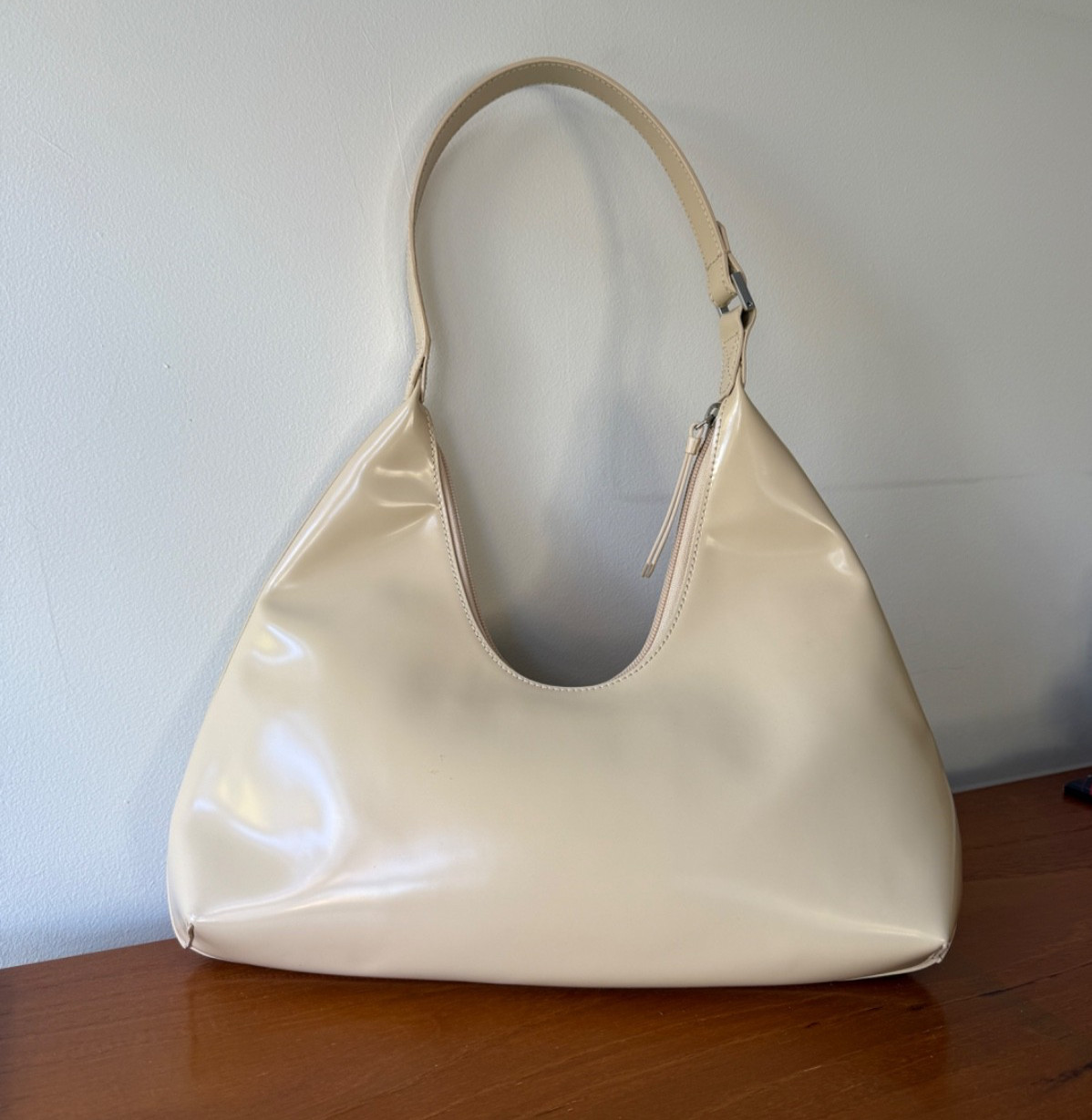 BY FAR Designer “Amber” Minimal Chic Sable Leather Crescent Bag RRP $685