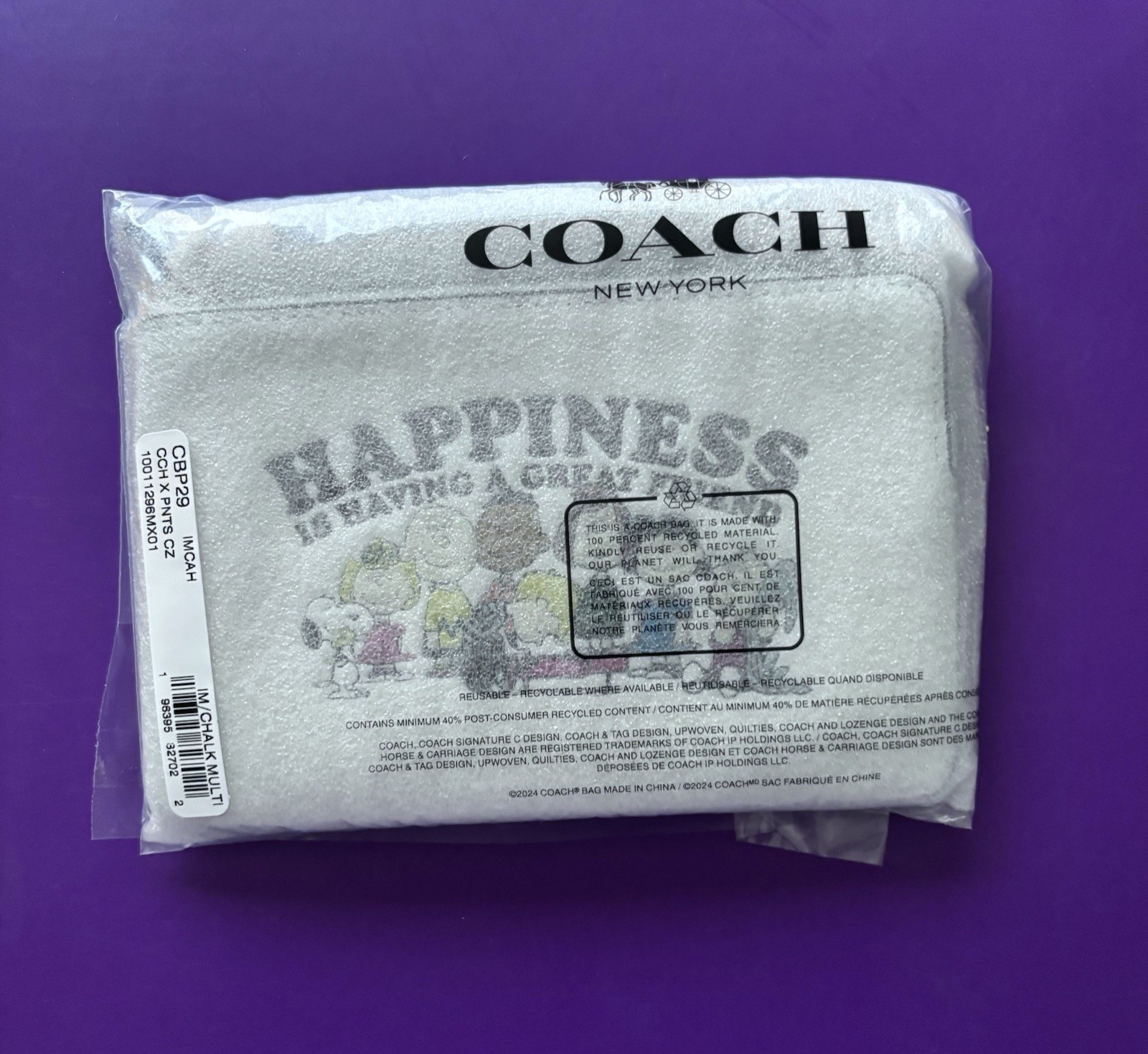 Coach X Peanuts Corner Zip Wristlet NWT CBP29