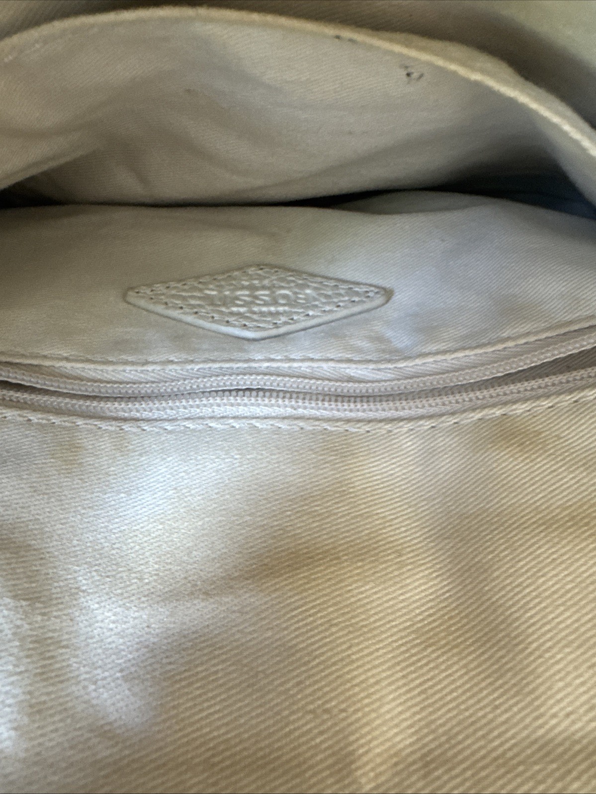 Vintage Fossil Cream And Brown Leather Cross Body Purse
