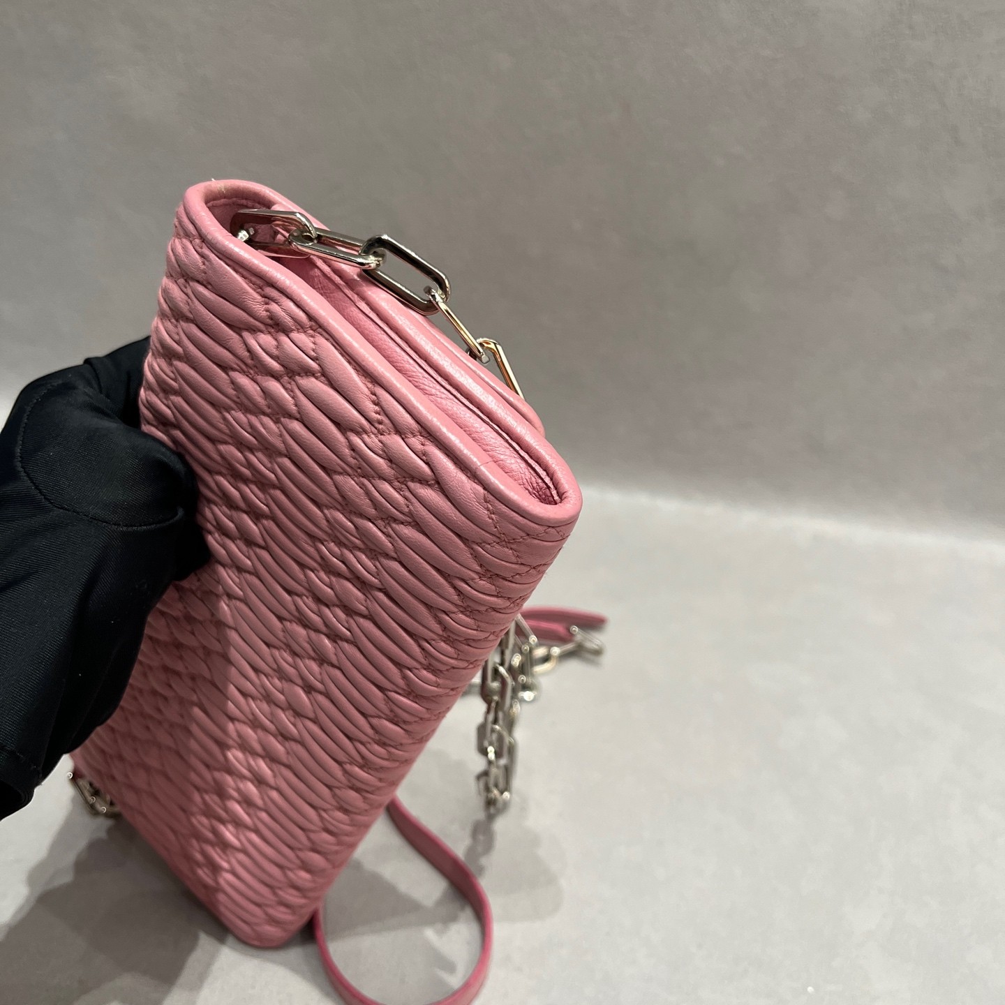 Miu Miu Matelasse WOC Normal Sakura Pink Ruched Lambskin Multiway Bag US Ship