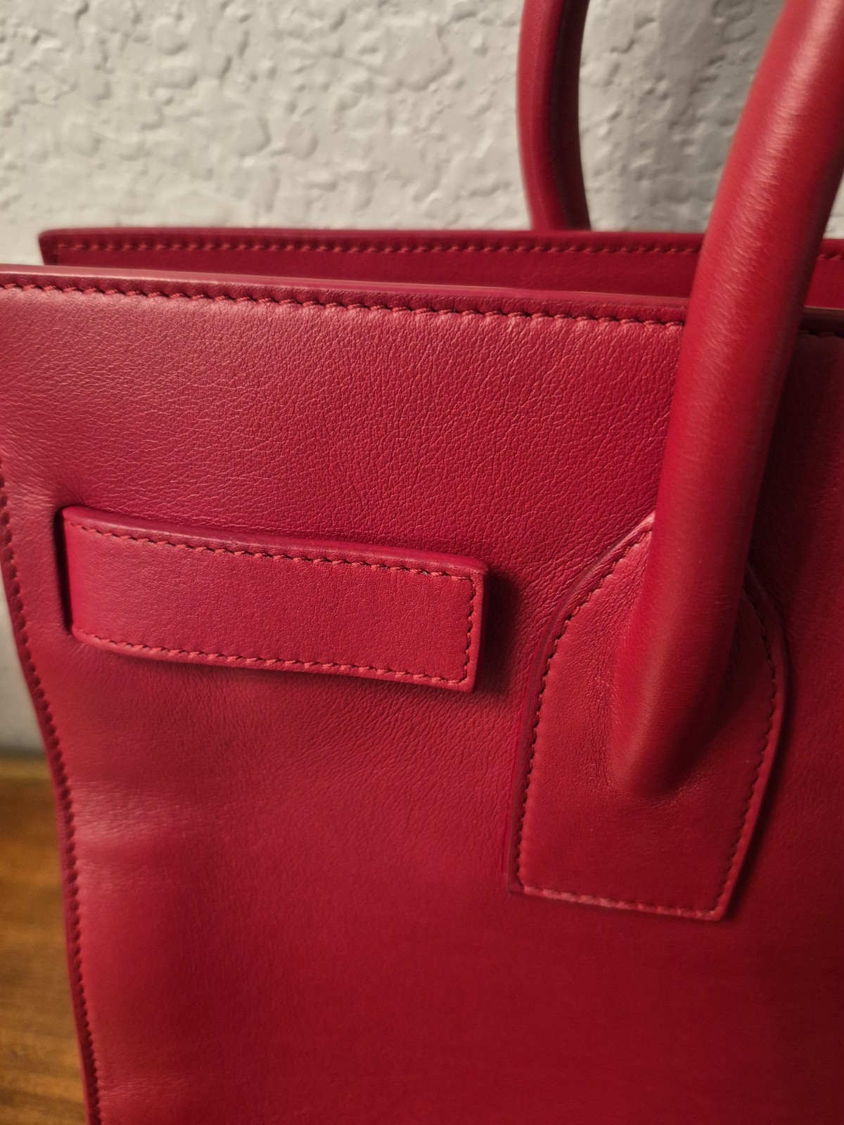 Saint Laurent Sac Du Jour. Red. SMALL! Calfskin Leather. Pristine!